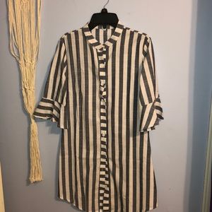 Women’s Gray and White Striped Tunic/ Mini Dress